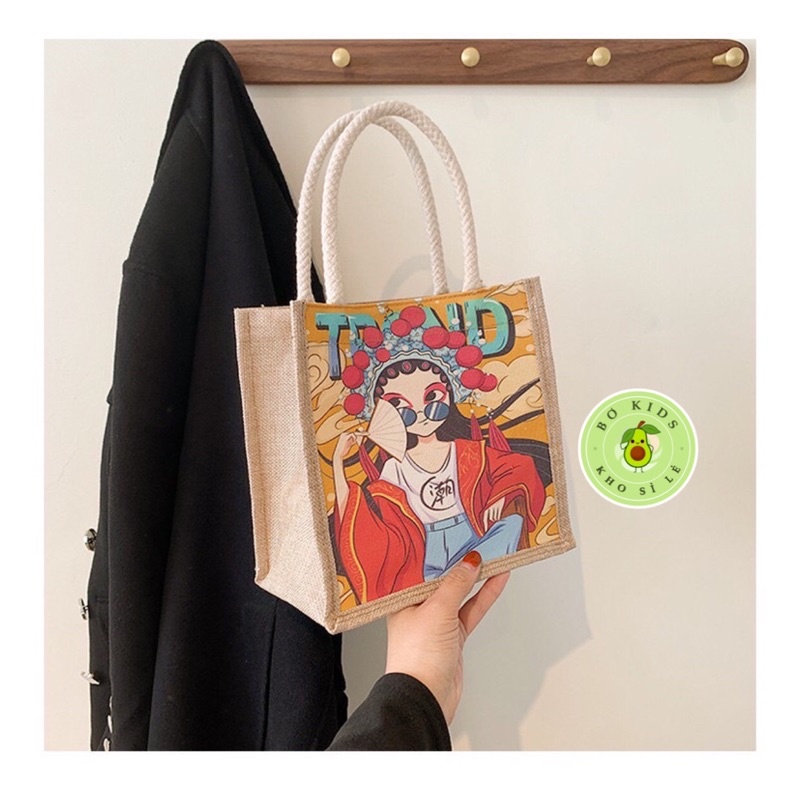 Túi cói túi tote xách mini đi biển nữ đẹp đi chơi thời trang dễ thương cute cá tính phong cách Vintage TC01