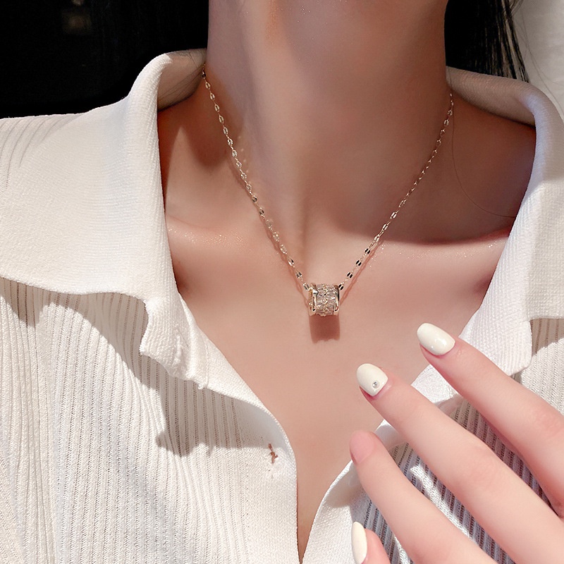 Dây Chuyền Ngắn Mạ Vàng Đính Đá Zircon Phong Cách Hàn Quốc Thanh Lịch