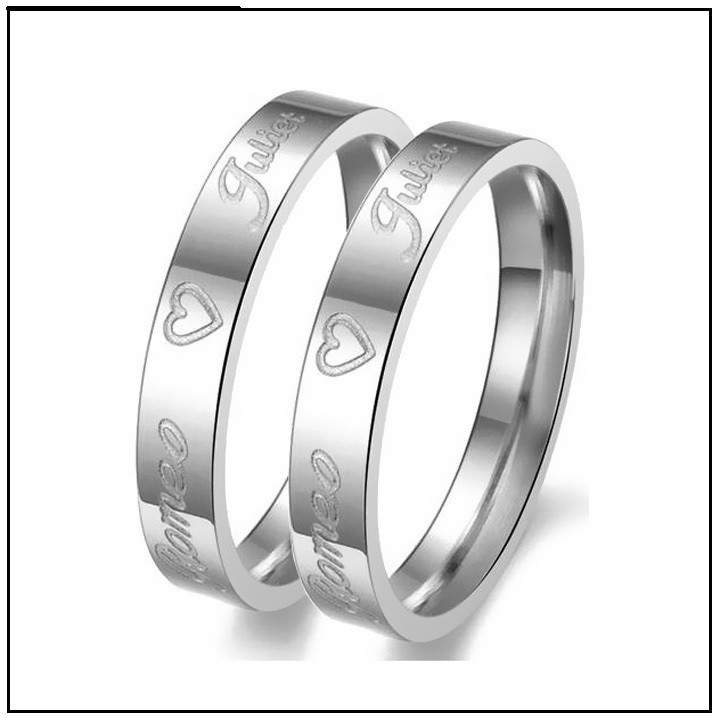 1 CHIẾC Nhẫn cặp inox Romeo & Juliet đính hột thời trang, Nhẫn đôi tình nhân(Mua 2 chiếc tặng kèm hộp)
