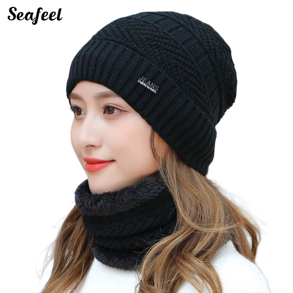 Set 2 Mũ Len Đan Giữ Ấm Cổ Thời Trang Nữ