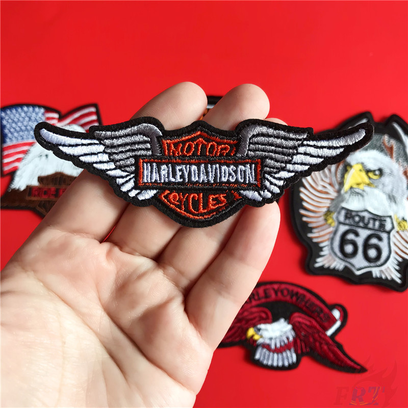 Miếng vá ủi thêu trang trí thủ công hình ảnh biểu tượng Harley Motor: The Eagle Times phong cách punk