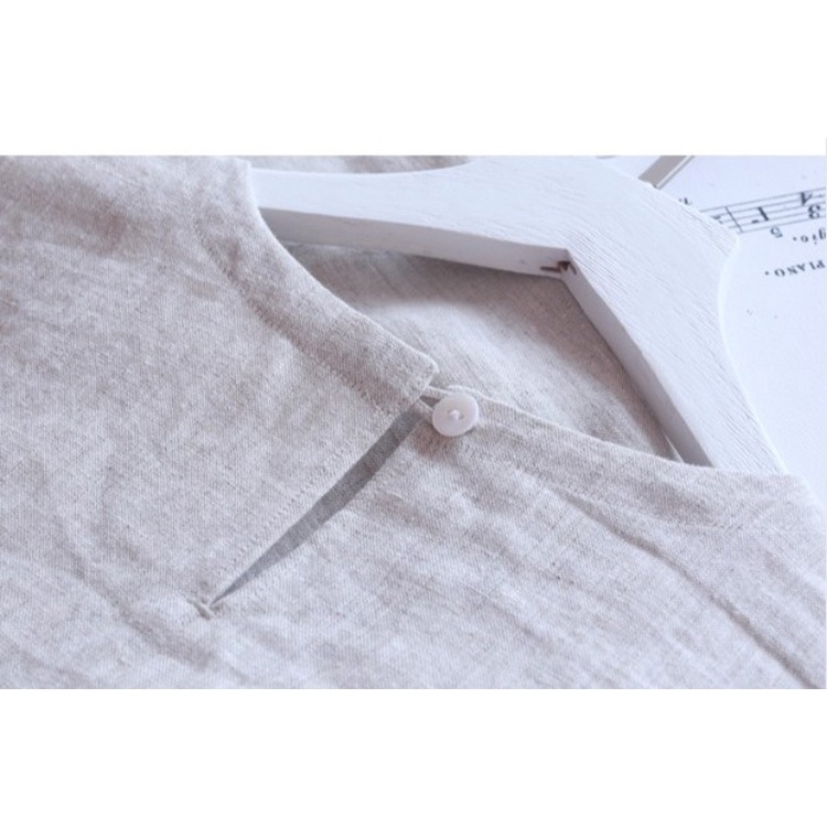 Đầm linen tưng muối tiêu dáng suông