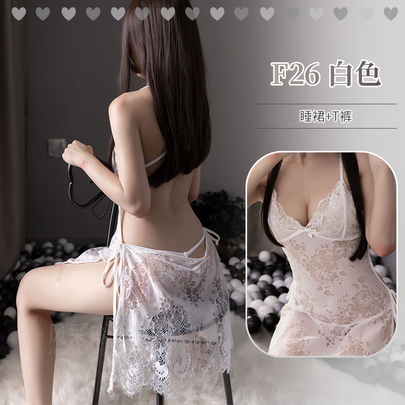 Đồ Ngủ Sexy Cám Dỗ  Váy Ngủ 2 Dây Ren Trong Suốt Cho Nữ Quyến Rũ Đầm Gợi Cảm Hở Lưng Khiêu Gợi Kèm Chip Lọt K