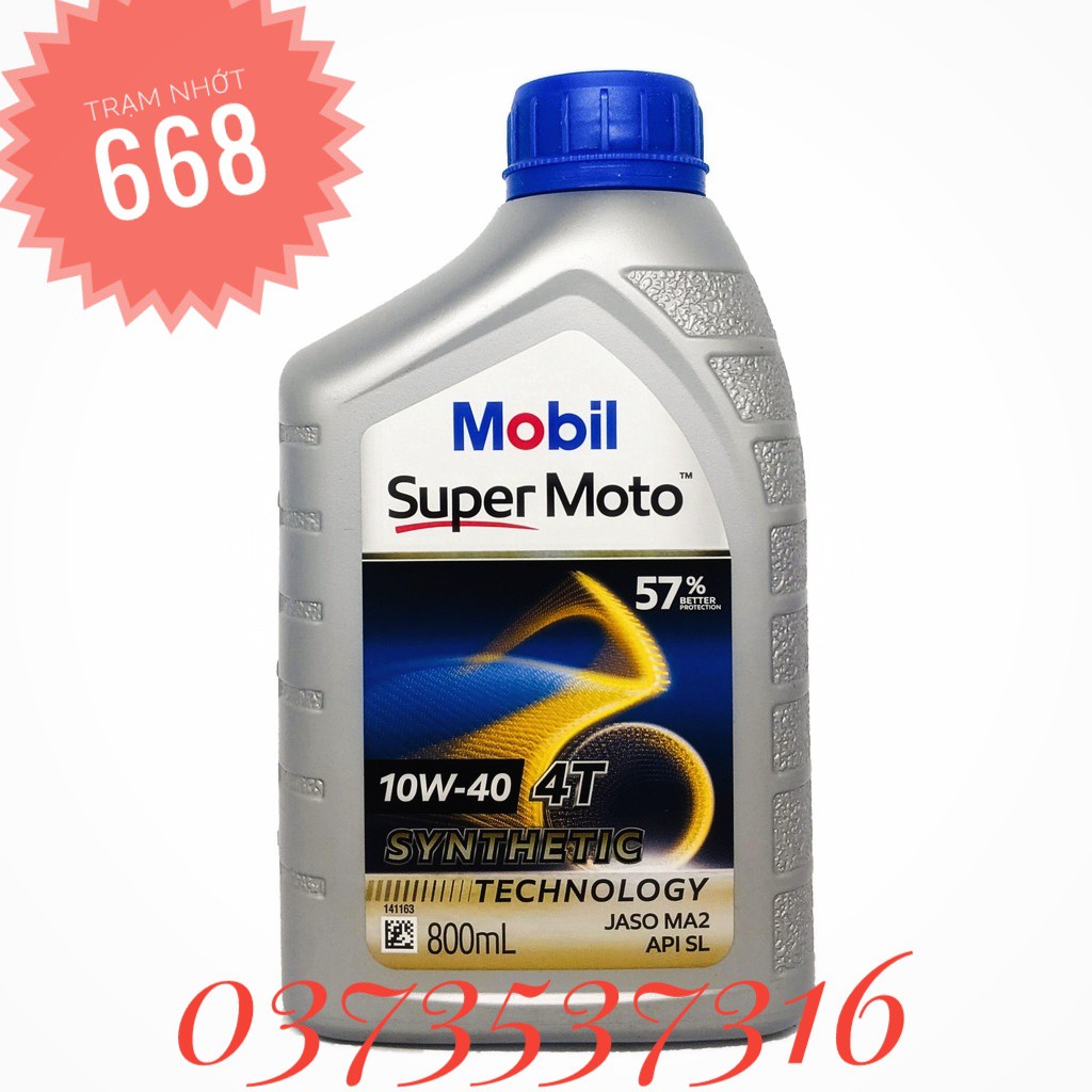 Nhớt Xe Số Mobil Super Moto 10w40 800ml- Dầu nhớt Mobil Singapore