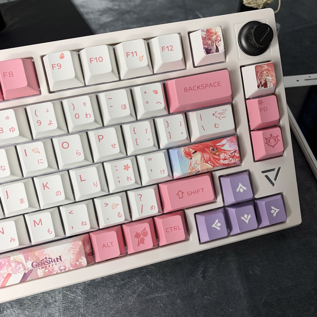 Keycap Genshin Impact YAE MIKO Nút Bàn Phím PBT Dye sub Keycaps Nhuộm Thăng Hoa 135 Phím Họa Tiết Hoạt Hình anime Màu Hồng