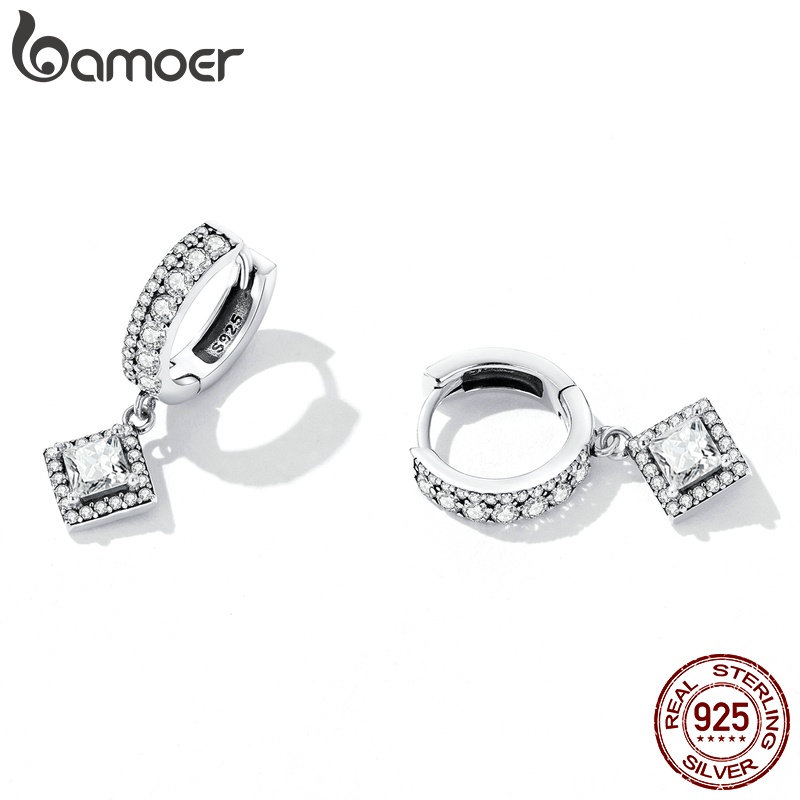 Bamoer Bông Tai bạc 925 Đính Đá Zircon Và Ngọc Trai 3 Phong Cách Thời Trang Dành Cho Nữ