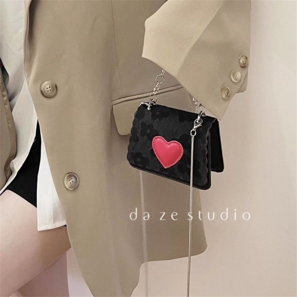 Túi xách nữ đeo chéo dây xích mini túi hộp vuông hình trái tim túi xách nữ đẹp