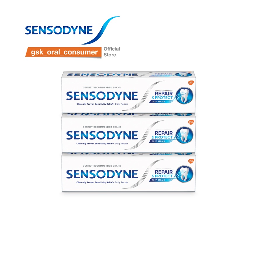 Bộ 3 Kem đánh răng giảm ê buốt Sensodyne Repair Protect Deep Repair Whitening 100g