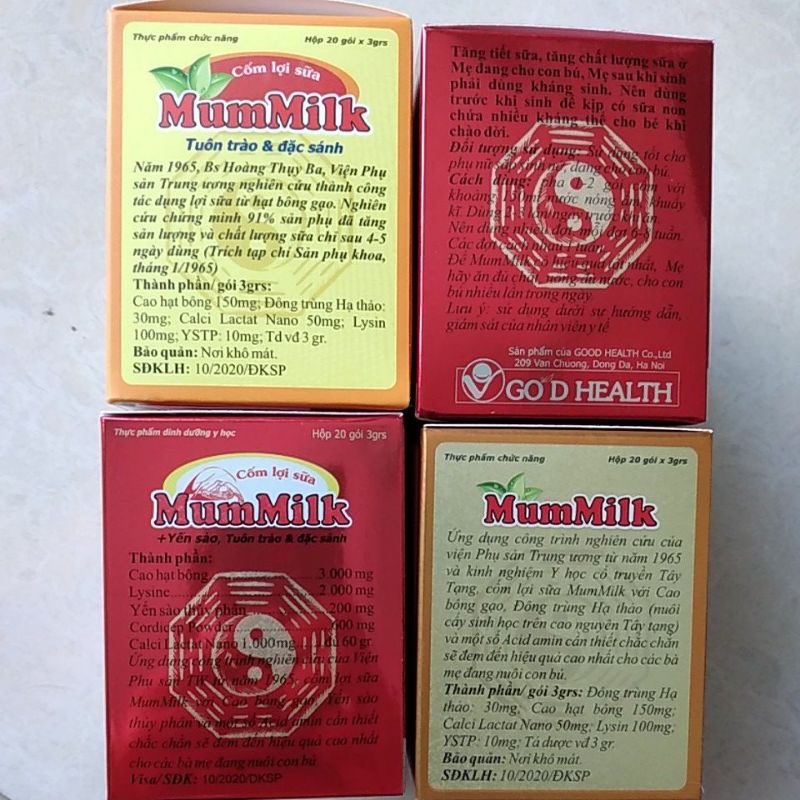 MUMMILK cốm lợi sữa Mummilk Yến Sào - Đông trùng hạ thảo (hộp 20 gói)