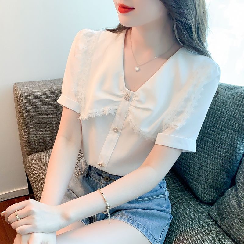 Áo Sơ Mi Chiffon Dáng Rộng Thiết Kế Tinh Tế Thời Trang Mùa Hè Cho Nữ