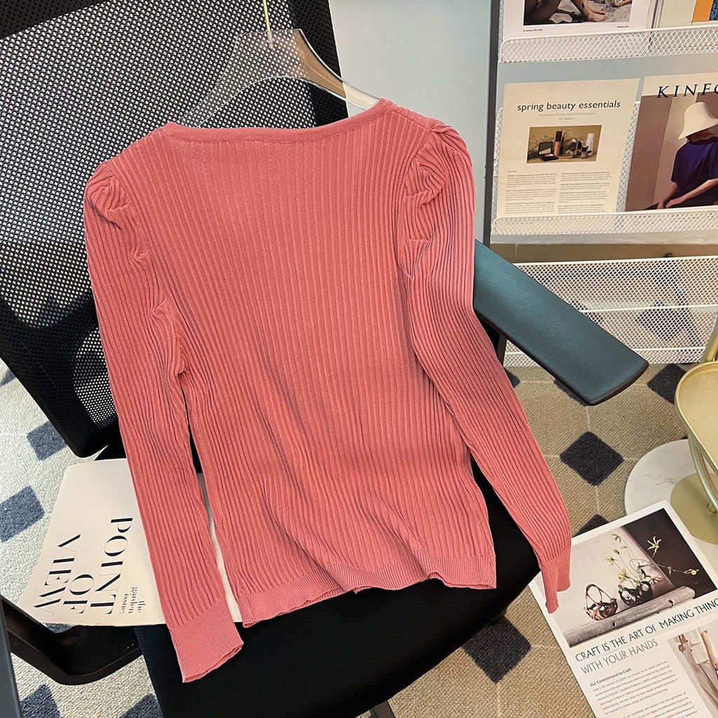 Áo Lưới Dệt Kim Cổ Búp Bê Phong Cách Hàn Quốc Ngọt Ngào Cho Nữ