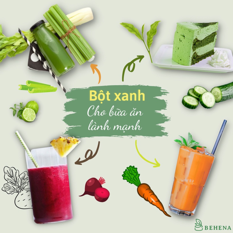 Bột Rau Má Nguyên Chất Behena 50g Giải Nhiệt - Hạ Sốt - Mát Gan, Giải Độc, Tăng Cường Trí Nhớ, Thị Lực
