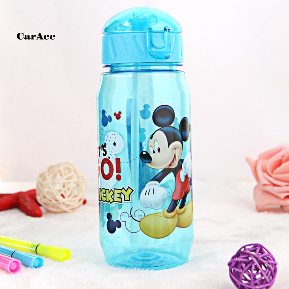 Bình Đựng Nước 450ml Chống Rò Rỉ Có Ống Hút Hình Chuột Minnie Disney Cho Bé