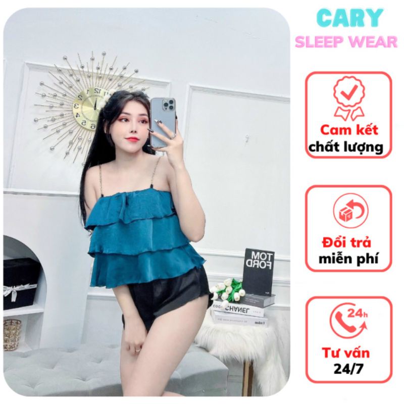 Đồ bộ ngủ nữ hai dây chất lụa satin mềm mát dễ thương mặc hè CARY