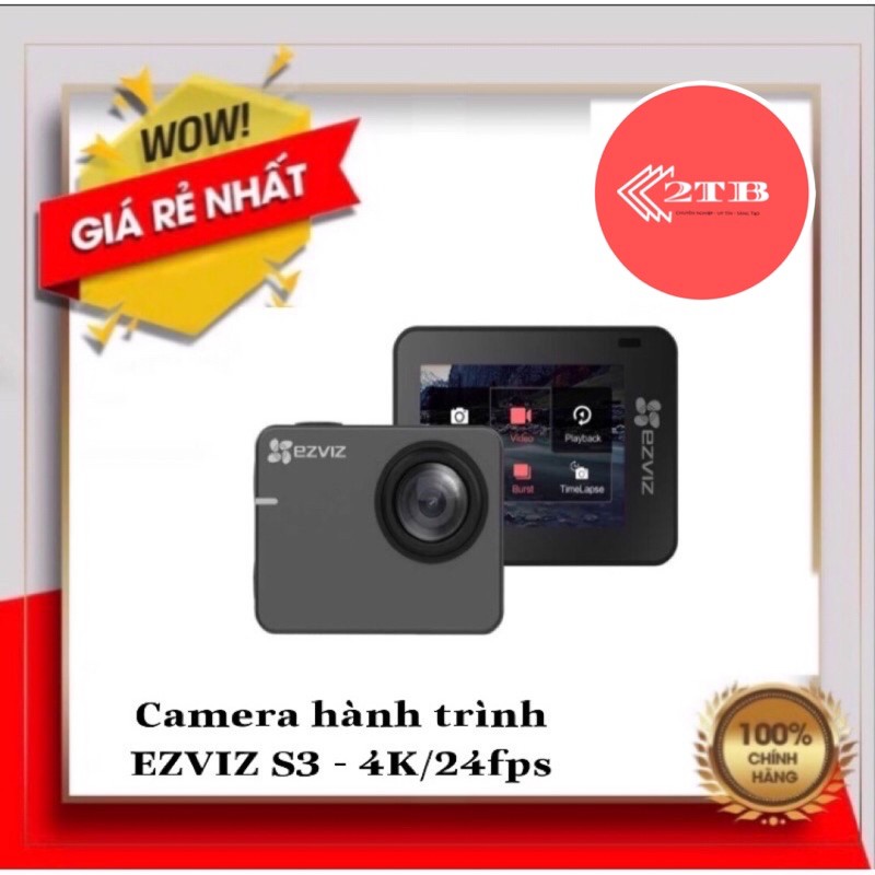 Camera hành trình EZVIZ S3 - 4K/24fps, 1080P/50fps, 720P/120fps -2TB online