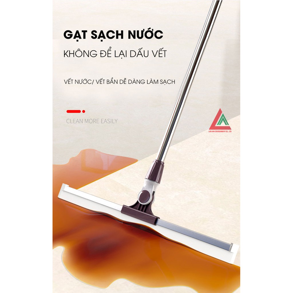 Cây gạt nước sàn nhà Kitimop-G35 chổi gạt kính lưỡi silicone mềm dẻo, cán inox cứng cáp tùy chỉnh độ dài từ 85-135cm