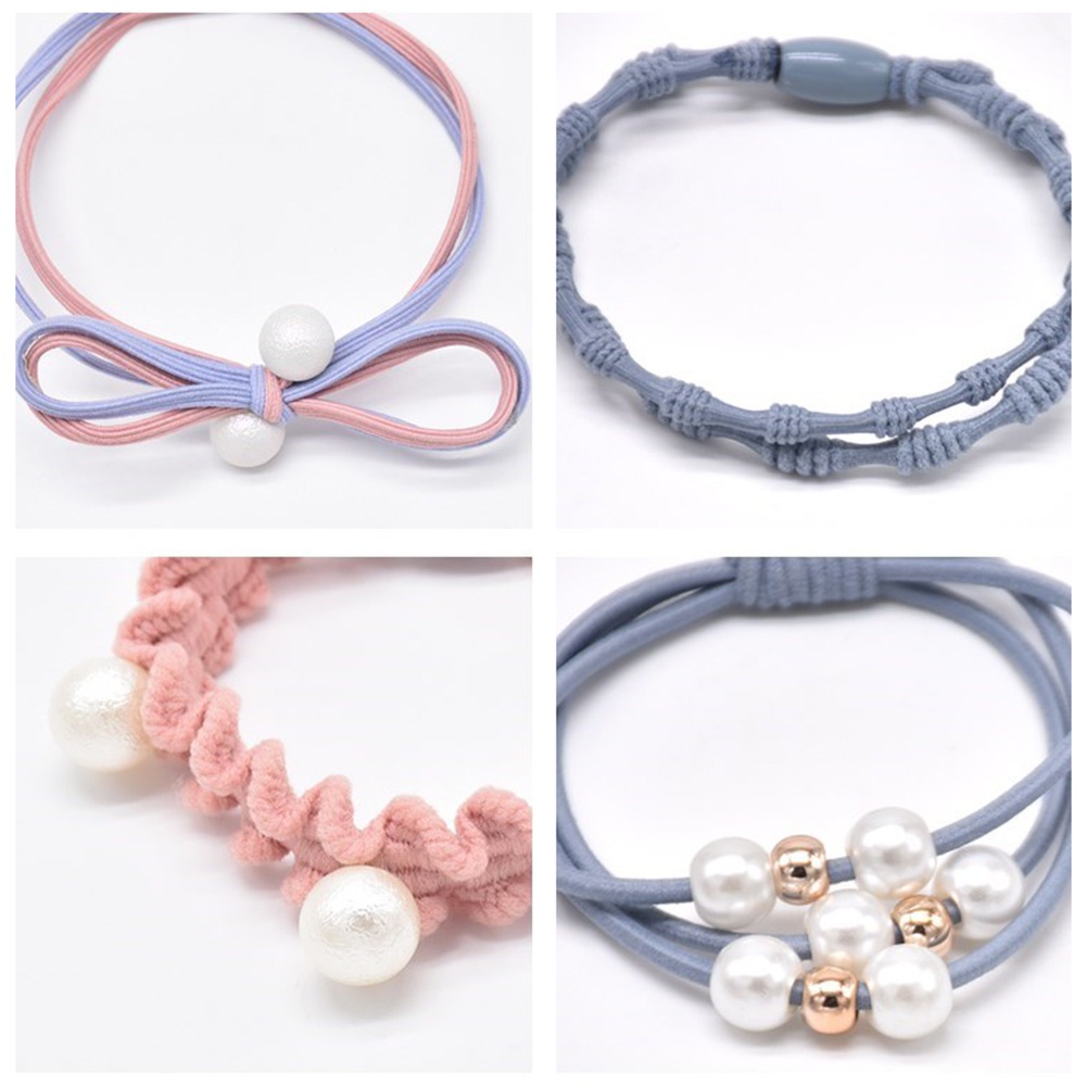 Set 12 Dây Cột Tóc Co Giãn Nhiều Kiểu Xinh Xắn Cho Nữ