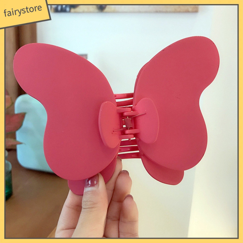 Kẹp Tóc Hai Lớp Màu Trơn Chống Nứt Nẻ Hình Bướm Dành Cho Nữ