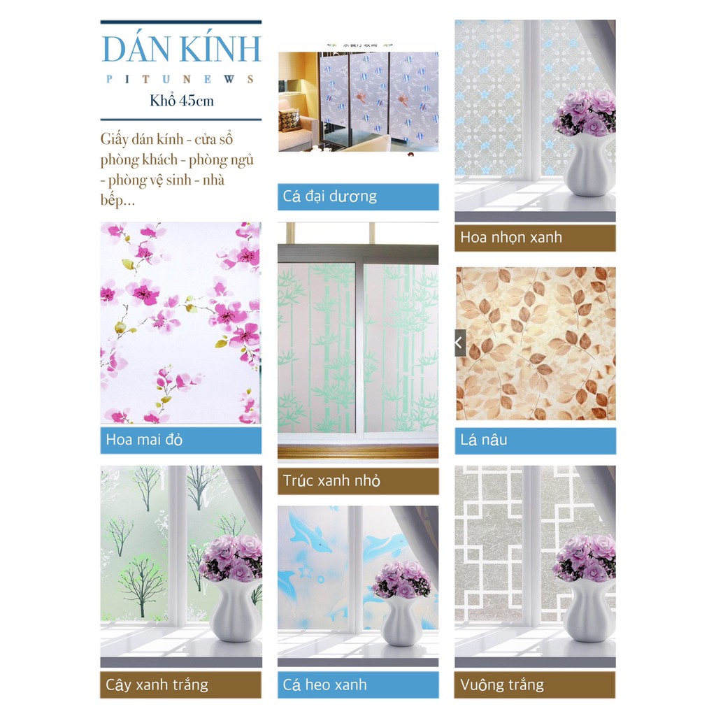 DECAL 1M PVC giấy dán kính mờ ( KHỔ 45CM ) - NHIỀU LOẠI DK007 | BigBuy360 - bigbuy360.vn