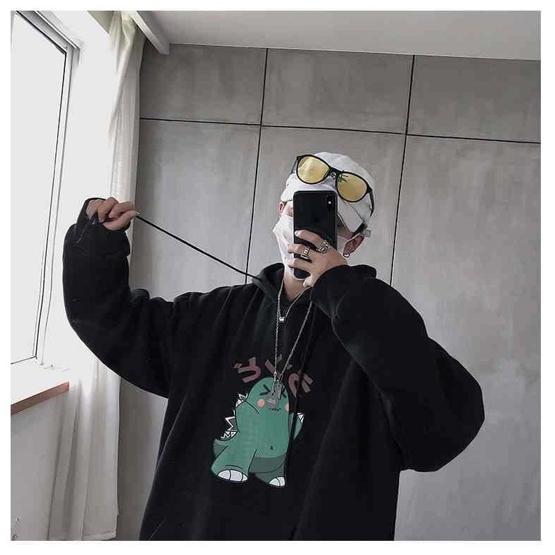 ÁO HOODIE NAM KHỦNG LONG 2 MÀU ĐEN XÁM | BigBuy360 - bigbuy360.vn