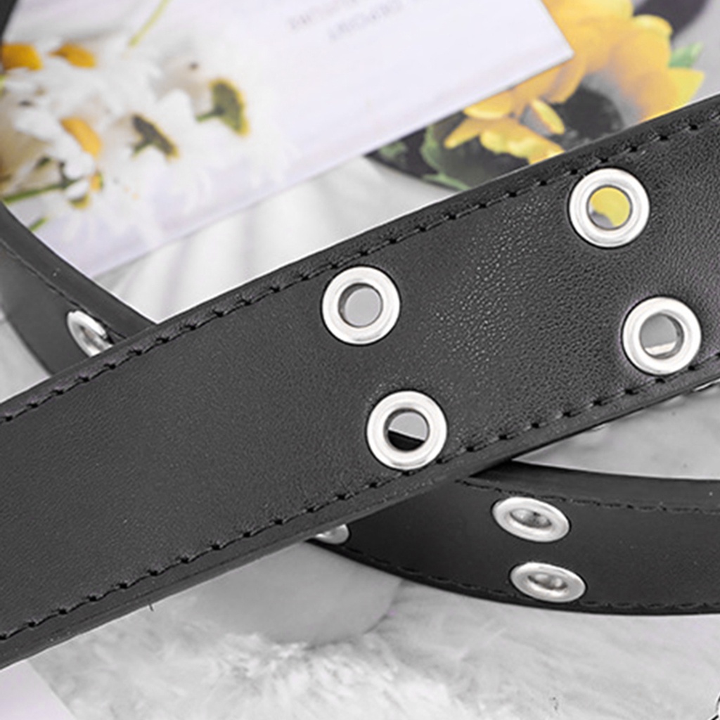 Thắt Lưng Da Hai Hàng Nút Cài Quần Jean Thời Trang Punk Gothic Cho Nữ