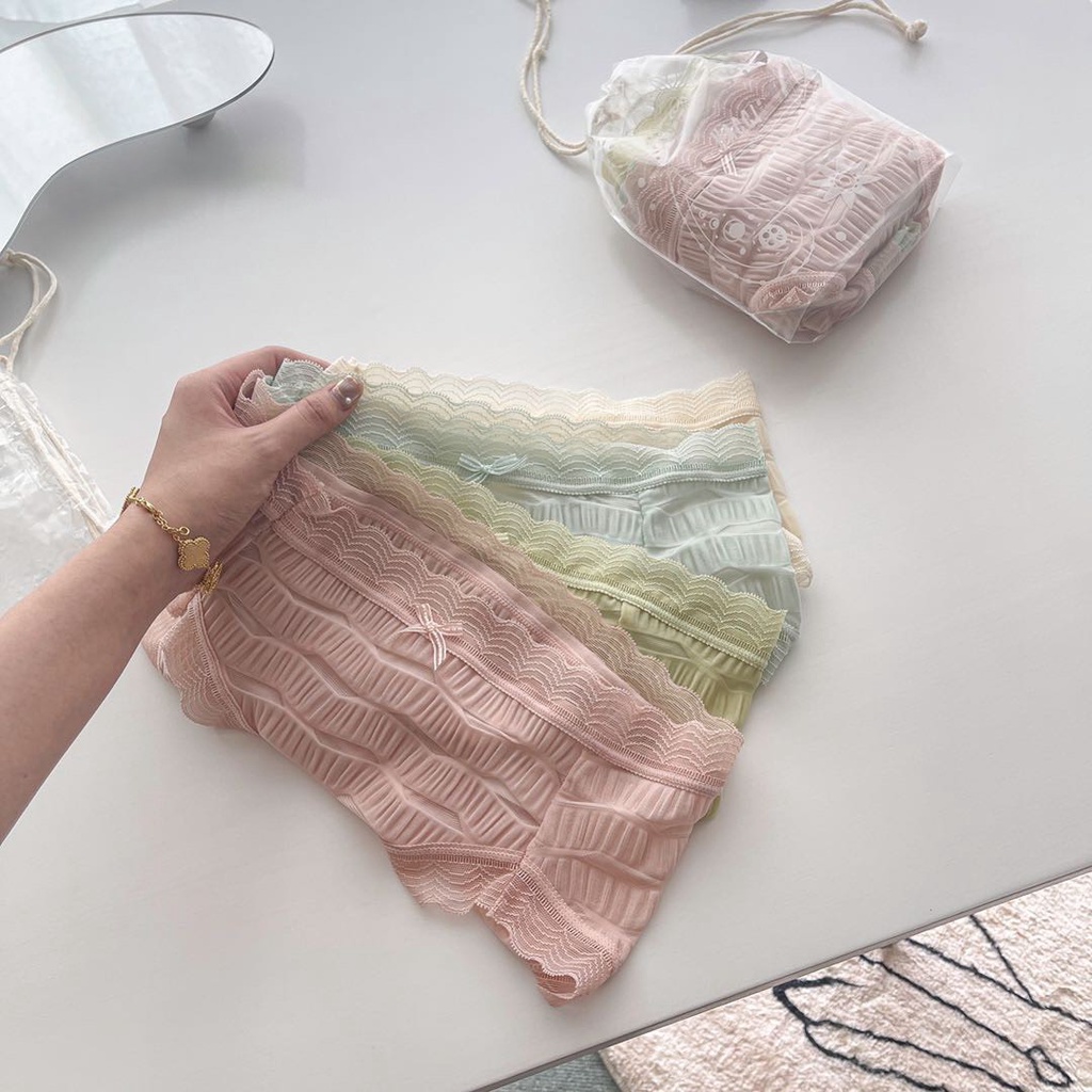 Quần lót nữ, quần chip nữ MiYours Fashion &amp; More QL161 ren nhún xuyên thấu mỏng nhẹ chống viêm, kháng khuẩn