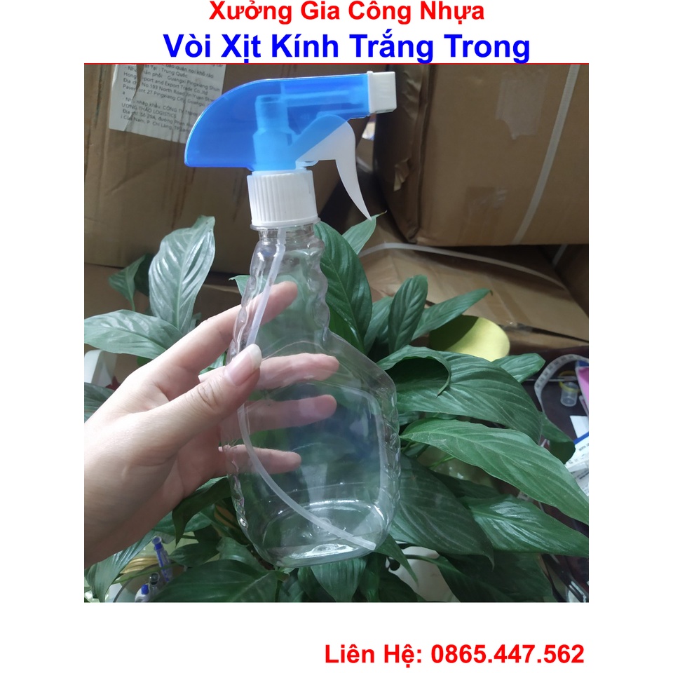 Chai xịt kính 500ml đựng nước xịt kính-nước xịt phòng- Vỏ chai nhựa màu trắng trong