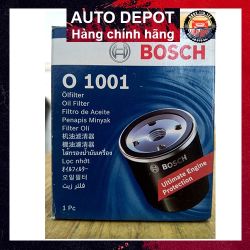 Lọc nhớt Bosch O 1001 chính hãng dùng cho ô tô Ford Mazda Kia Morning Huyndai I10 Nissan Mitsubishi