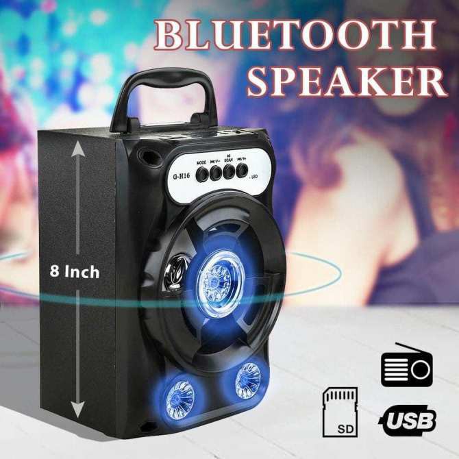 LOA BLUETOOTH XÁCH TAY GH16 CÓ LED ÂM THANH CỰC HAY