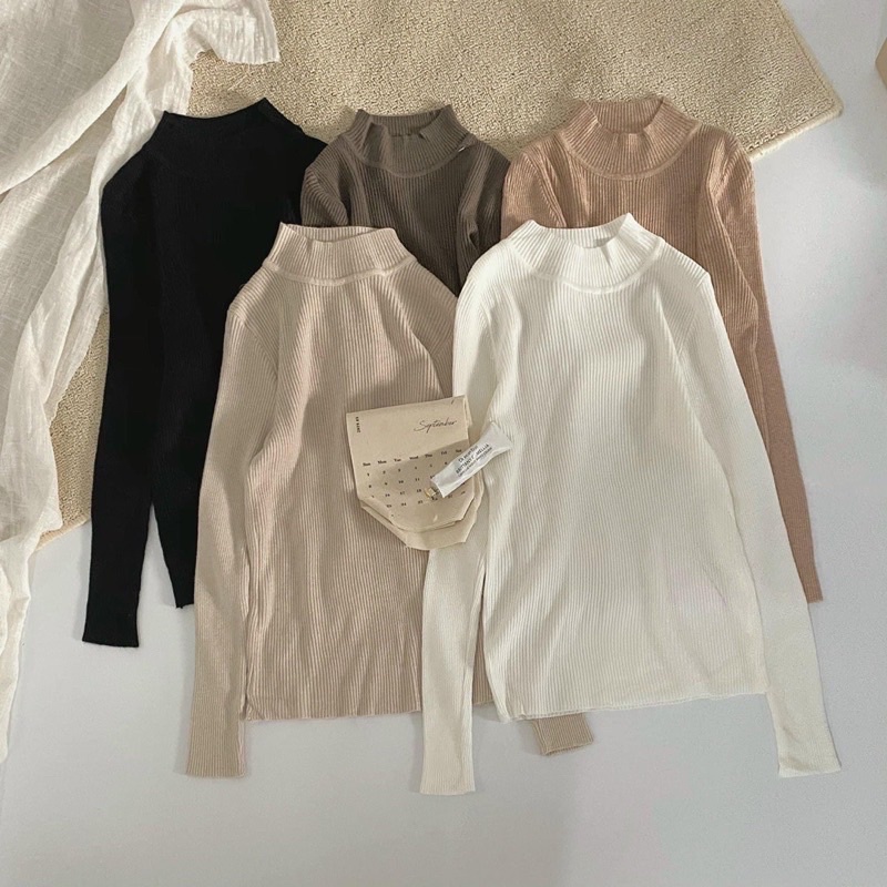 Áo len tăm cổ 3 phân chất đẹp co dãn