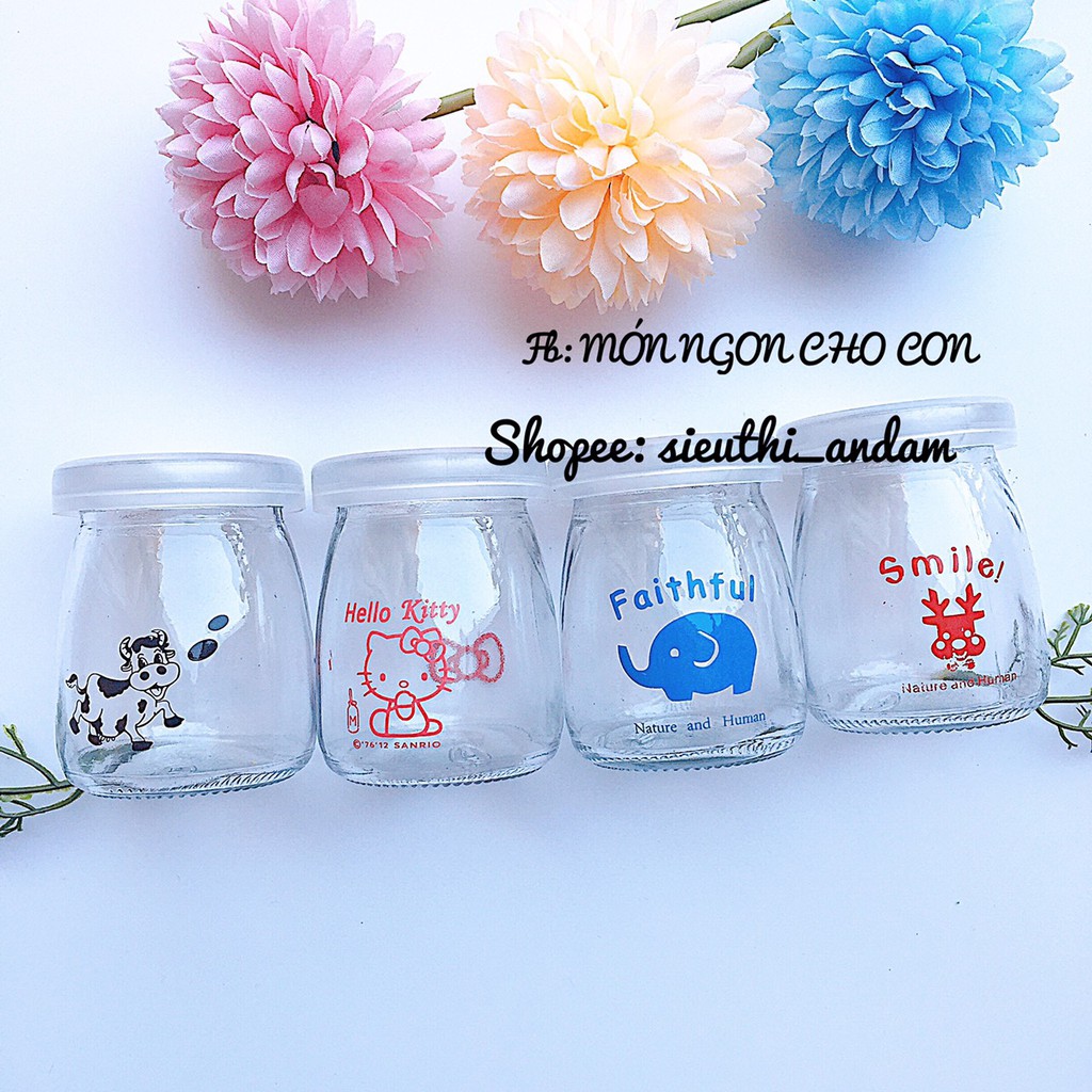 Hũ Thủy Tinh Có Nắp Nhựa 100ML, Hũ làm sữa chua, flan, pudding cho bé