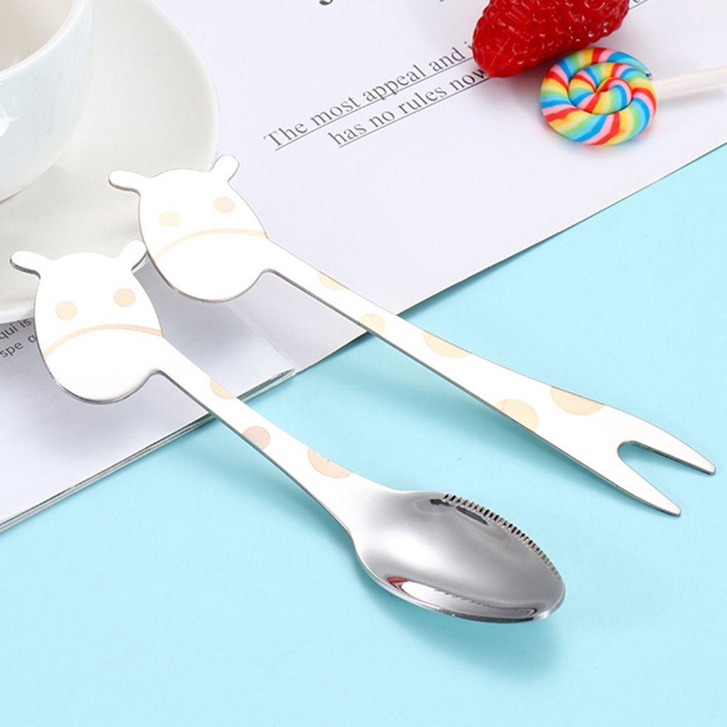 YIYU Muỗng Nĩa Hình Hươu Cao Cổ Dễ Thương