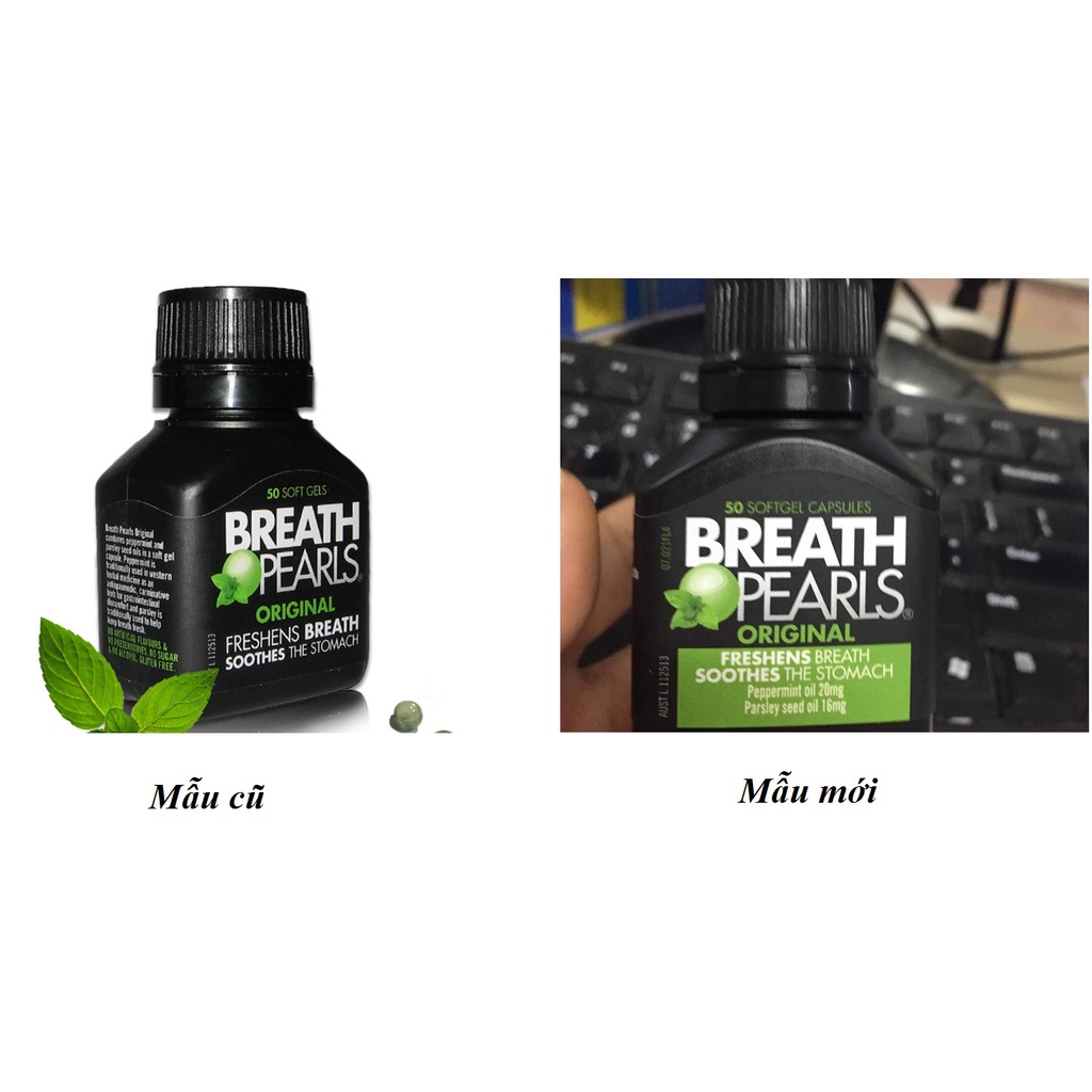 Viên uống thơm miệng thảo dược Breath Pearls, Úc  giảm mùi miệng cho người lớn, phụ nữ và bé trên 6 tuổi