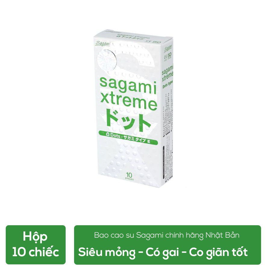 Bao cao su Sagami Xtreme Dots, bcs gân gai bi siêu mỏng chống xuất tinh sớm kéo dài thời gian
