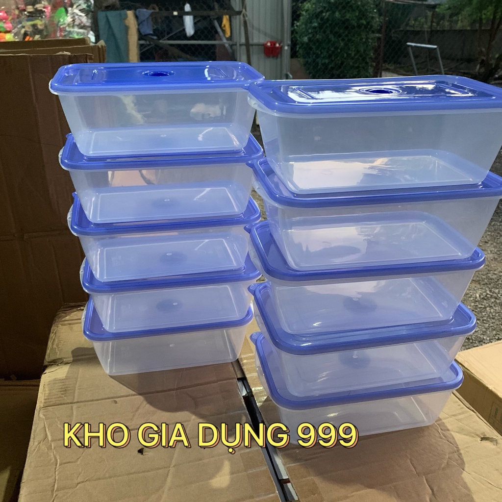 HỘP CHỮ NHẬT FATACO 1700ML ĐỰNG THỰC PHẨM NẮP XANH LÀM TỪ NHỰA PP - giữ thực phẩm tươi lâu hơn.