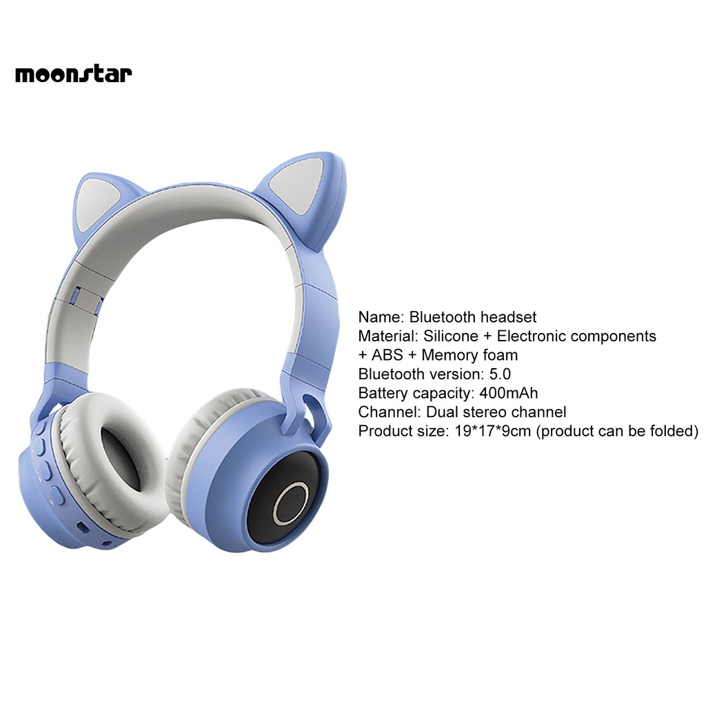 MS   Fine Workmanship Headphone Mini Bluetooth Cat Ear Headset Stable Performance for Girl