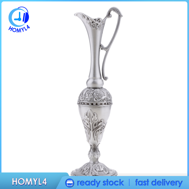 [CAMILA]Pewter Plated Flower Vase Bottle Vintage Banquet Restaurant Table Decor #1