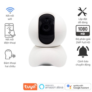 Camera wifi us-iw204 tuya fullhd 1080p, quay 360 độ, hồng ngoại, đàm thoại, cảnh báo chuyển động, app tuya/ smart life