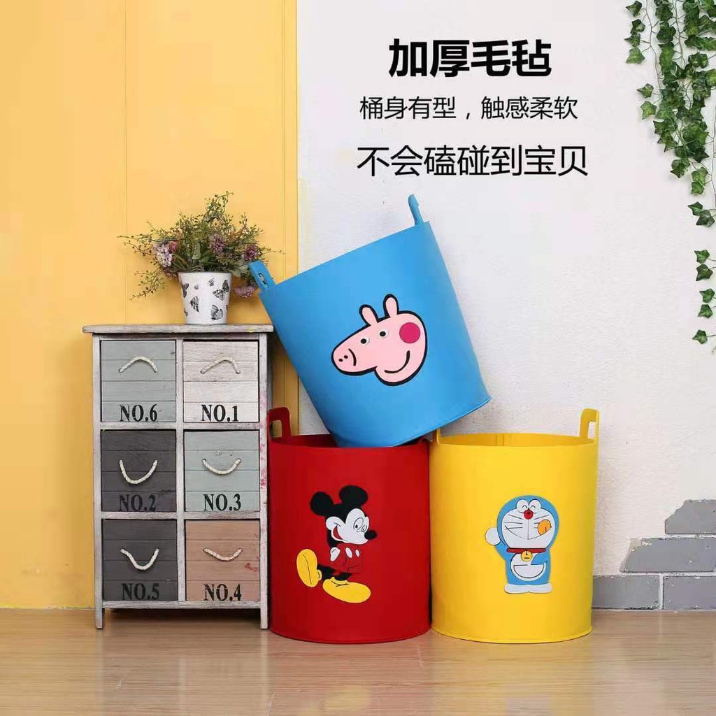 Set 2 giỏ đựng quần áo bẩn / đồ chơi có sức chứa lớn họa tiết nhân vật Disney sắp xếp vật dụng cho trẻ em