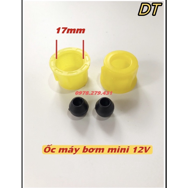 Combo ốc máy bơm mini 12v - Ốc máy bơm đơn bơm đôi ren 17mm