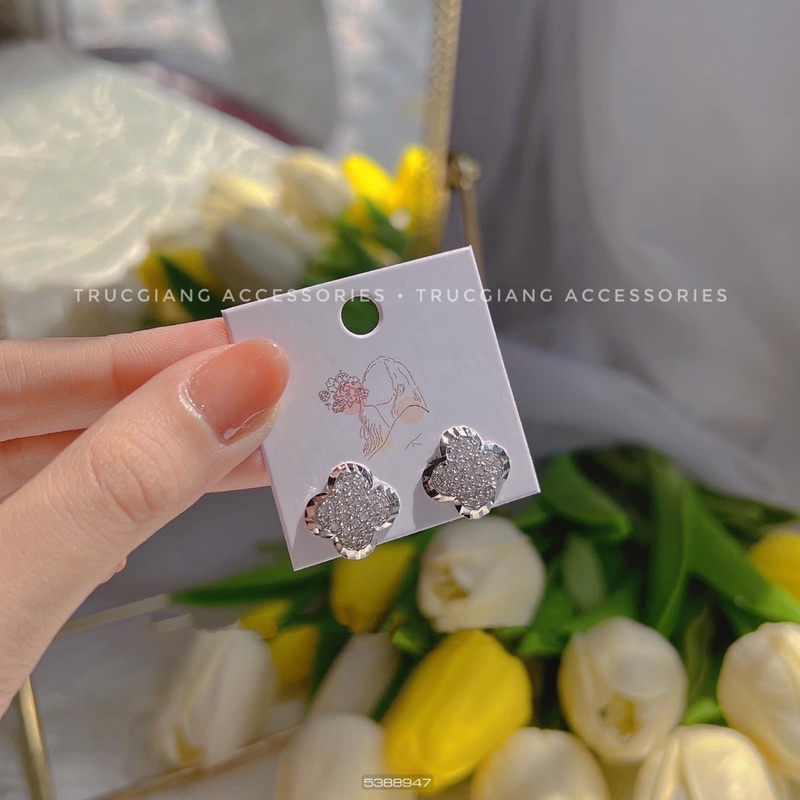 Bông tai xi bạch kim siêu sáng