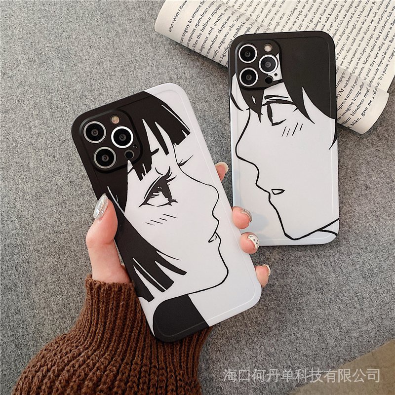 Cartoon Cartoon Cartoon face couple 12pro max for iphone13 Apple 11 phone case all-inclusive silicone xs max New xr personalized 8plus protective case 7p cartoon cute boy girl 8TZJ