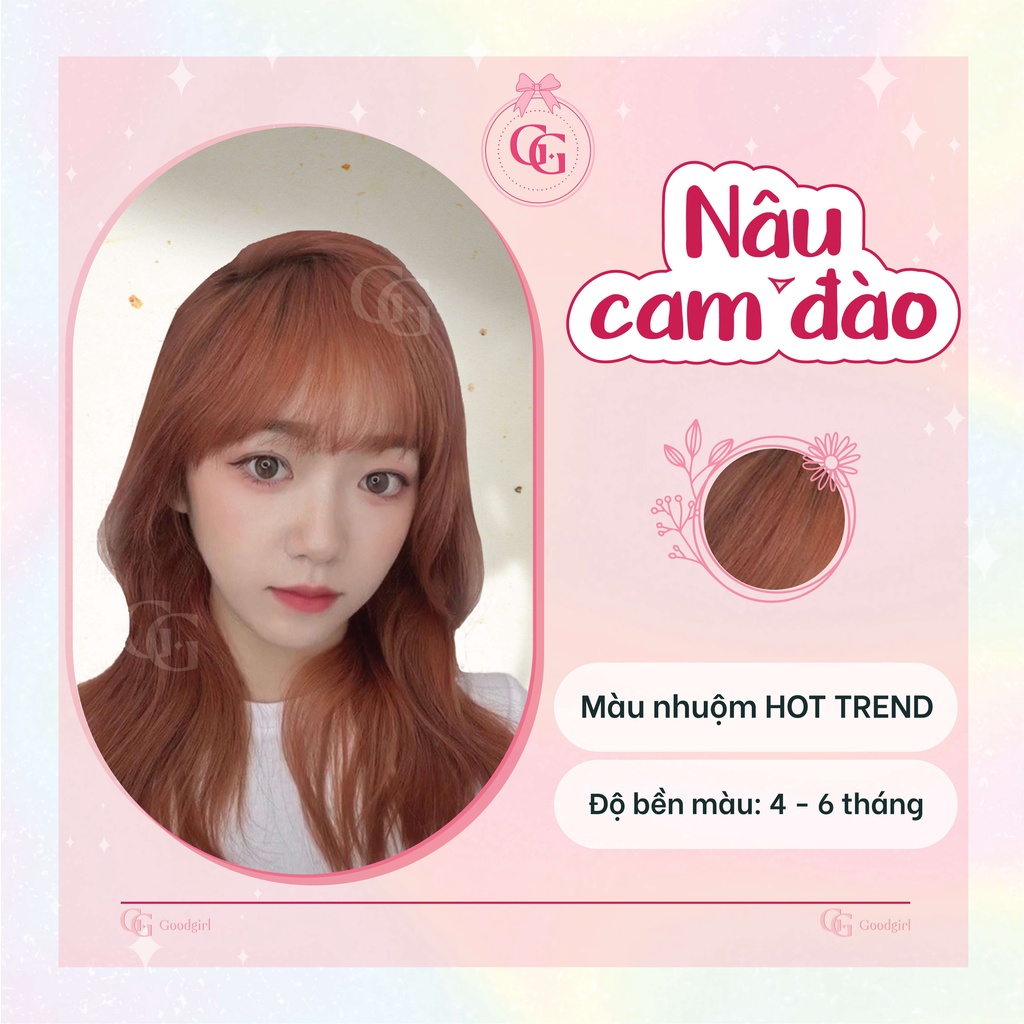 Thuốc nhuộm tóc màu Nâu Cam Đào + tặng kèm oxy và gang tay