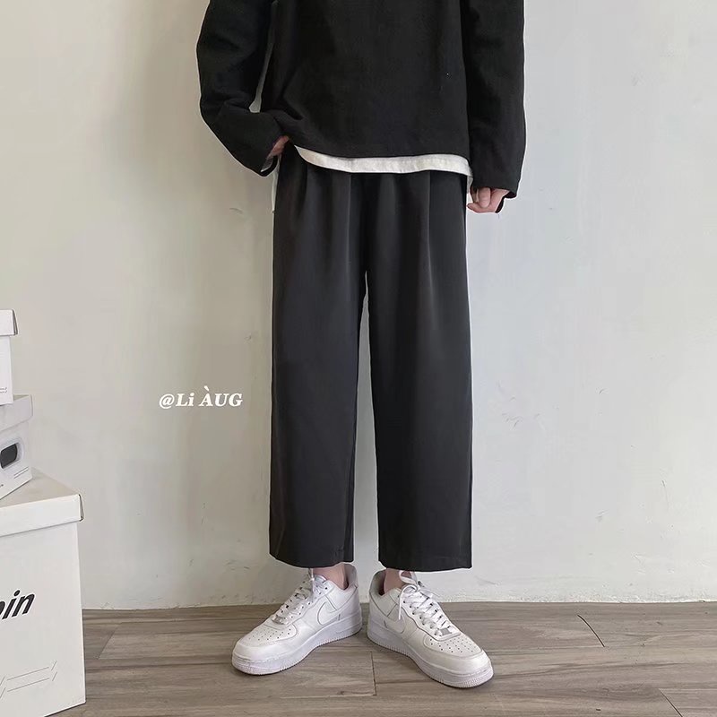 Quần ống rộng Màu Trơn Dễ Phối Đồ Thời Trang Phong Cách Hàn Quốc Cho Nam
