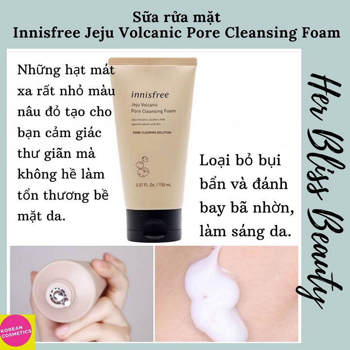 [SiêuSale12.12] Sữa rửa mặt tro núi lửa Innisfree Jeju Volcanic Pore Cleansing Foam. Hàng nhập chính hãng