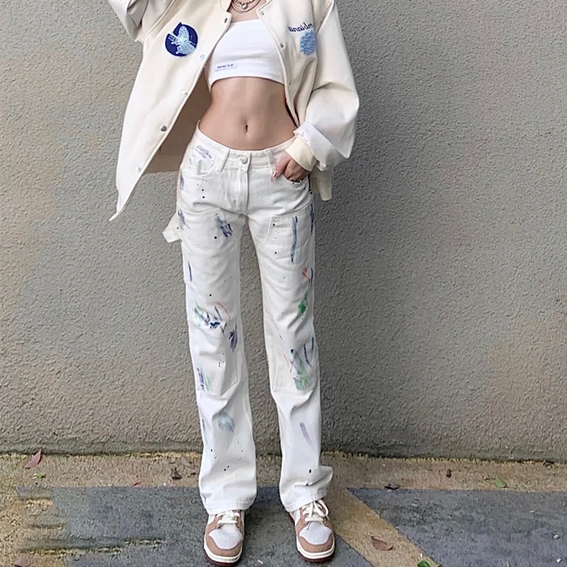 QUẦN JEANS TRẮNG VẨY SƠN NHIỀU MÀU SẮC