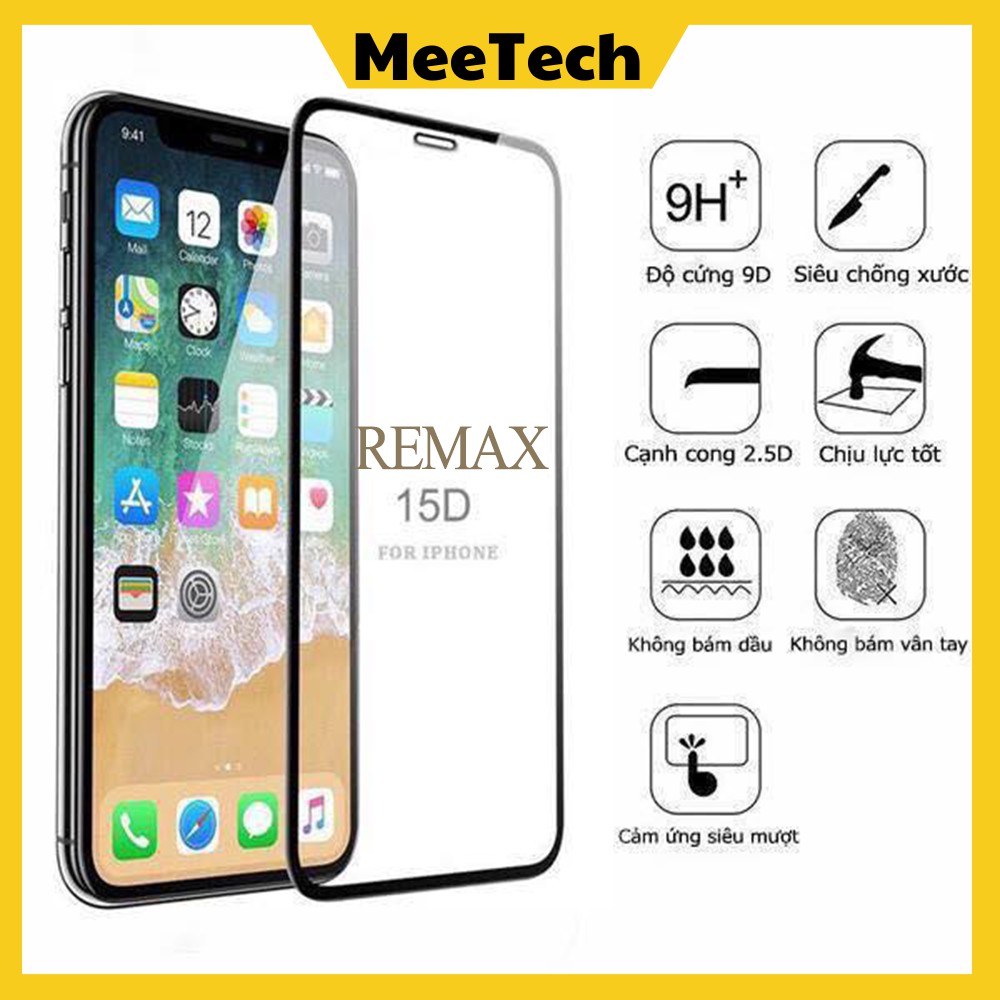 Kính Cường Lực Remax 15D Full Màn Hạn Chế Bám Vân Tay Cho Iphone từ IP6 đên IP 12ProMax