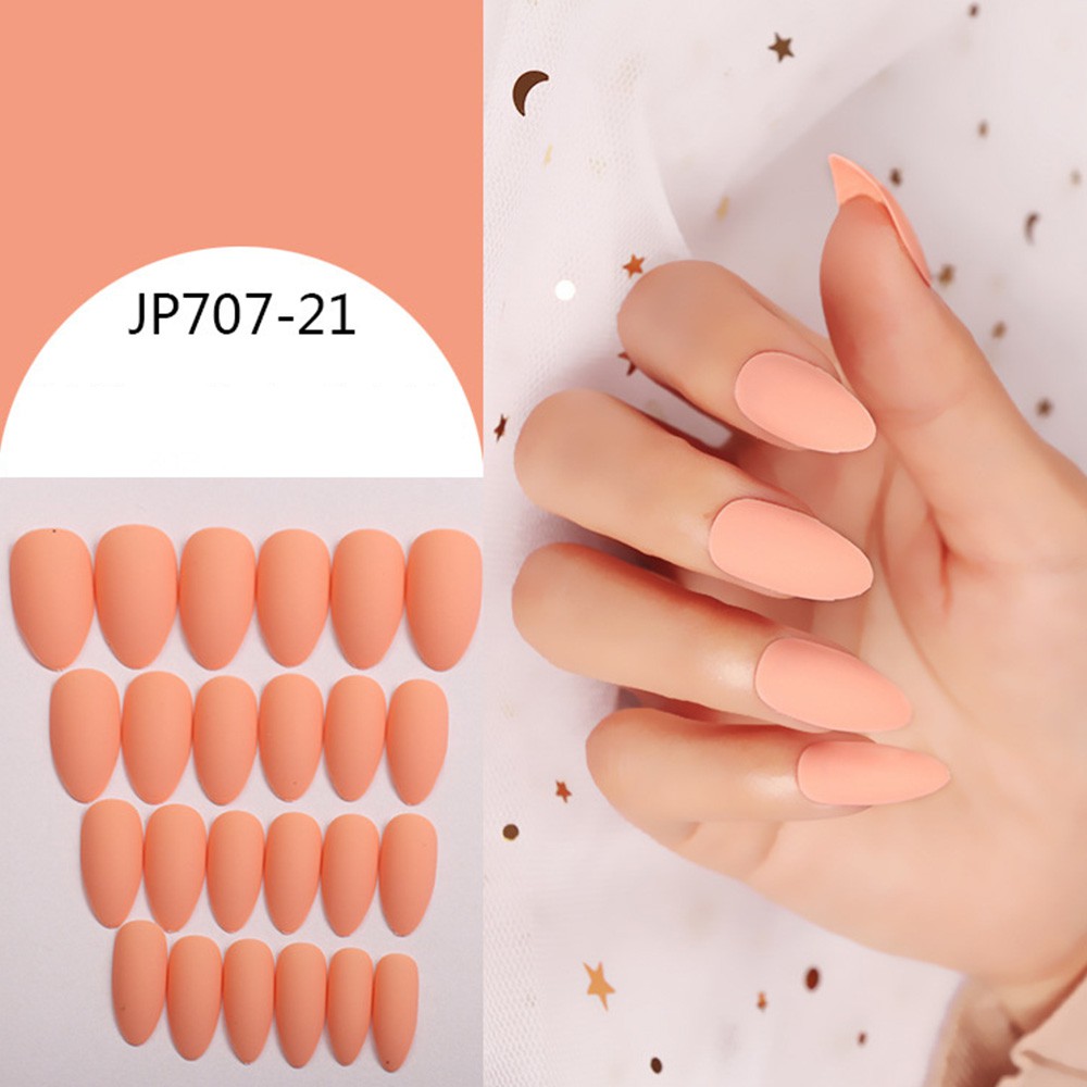 YADORNOS Set 24 Móng Tay Giả Màu Trơn Thời Trang Kèm Keo Dán Tiện Dụng