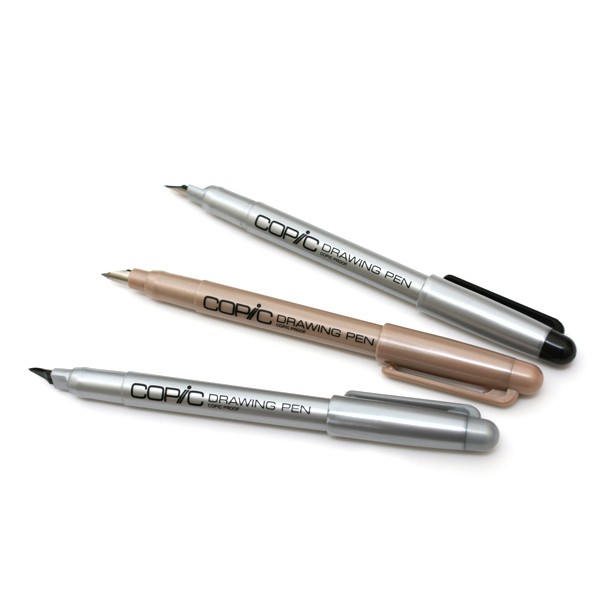 Bút máy Copic Drawing Pen có 3 màu ghi, nâu, đen
