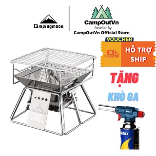 Bếp nướng cắm trại campingmoon campoutvn bếp campingmoon cắm trại du lịch bếp than inox x-mini A250